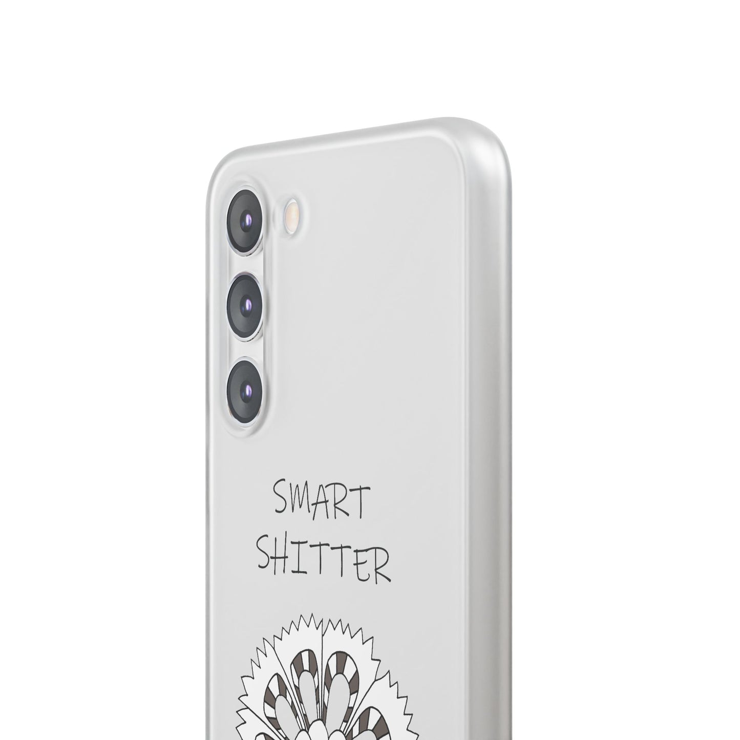 SMART SHITTER, with a Mandala Flower in black and white, Adult Humor phone case - Flexi Cases by artist Marie Frederique