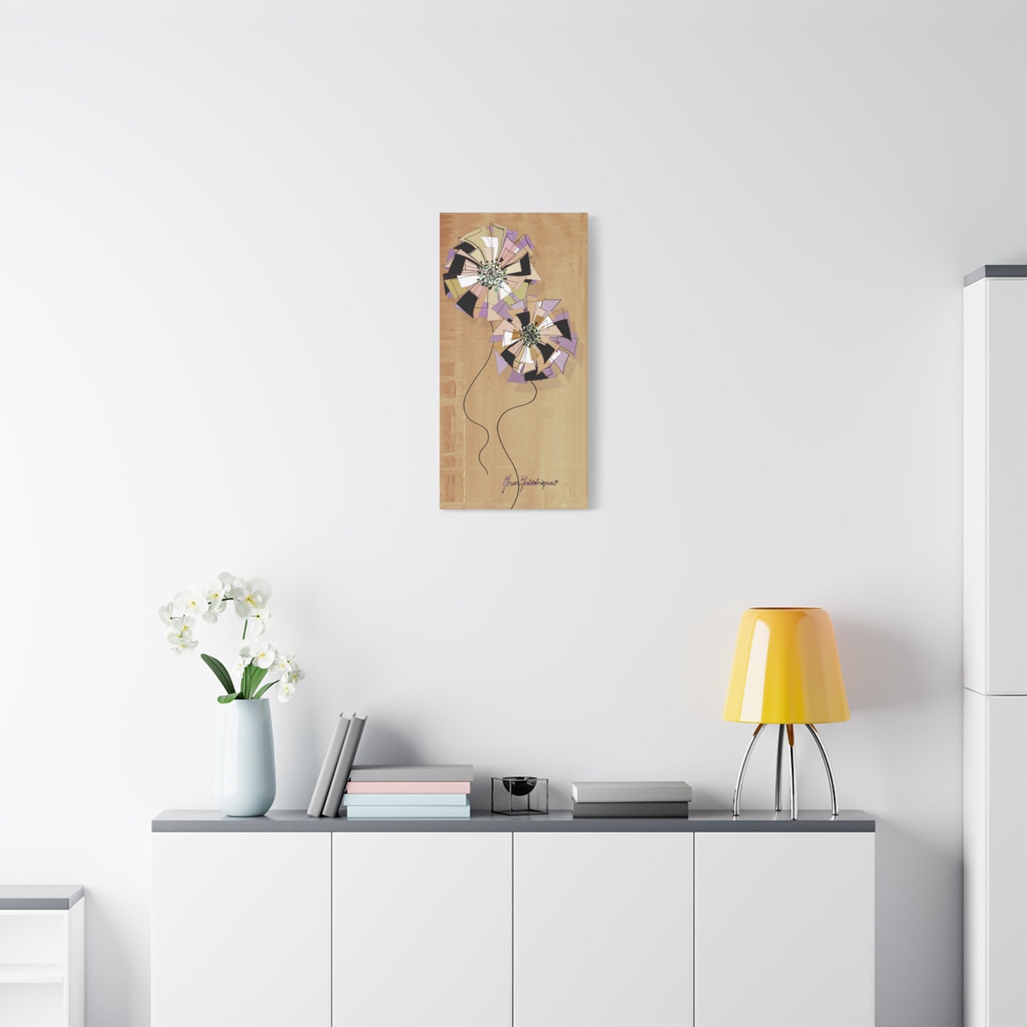 Floral Pinwheel Vertical Wall Canvas by artist Marie Frederique