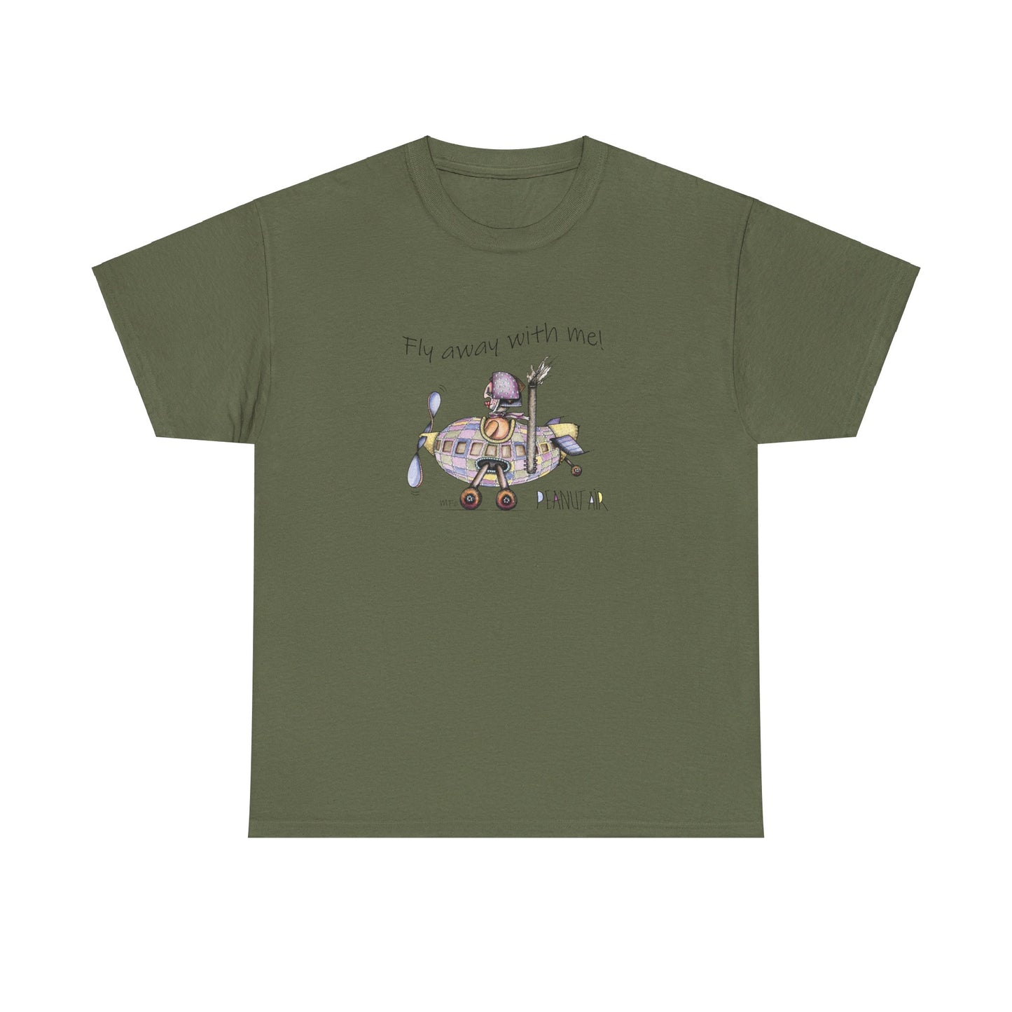 PEANUT AIR, "Fly away with me!" Unisex Heavy Cotton Tee by artist Marie Frederique (S - 5XL)