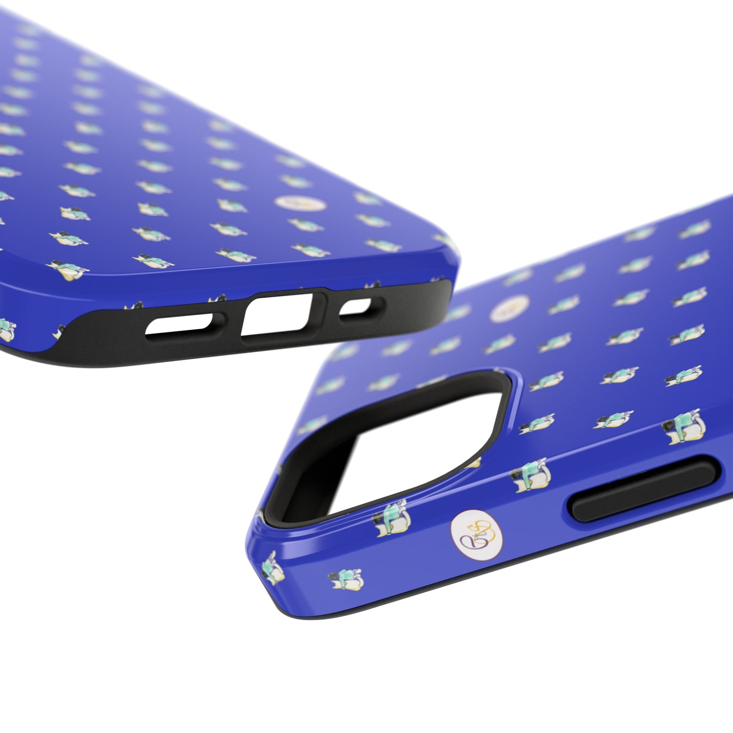 CTS Blue - repeat pattern boy and dog, Impact-Resistant Phone Cases by artist Marie Frederique