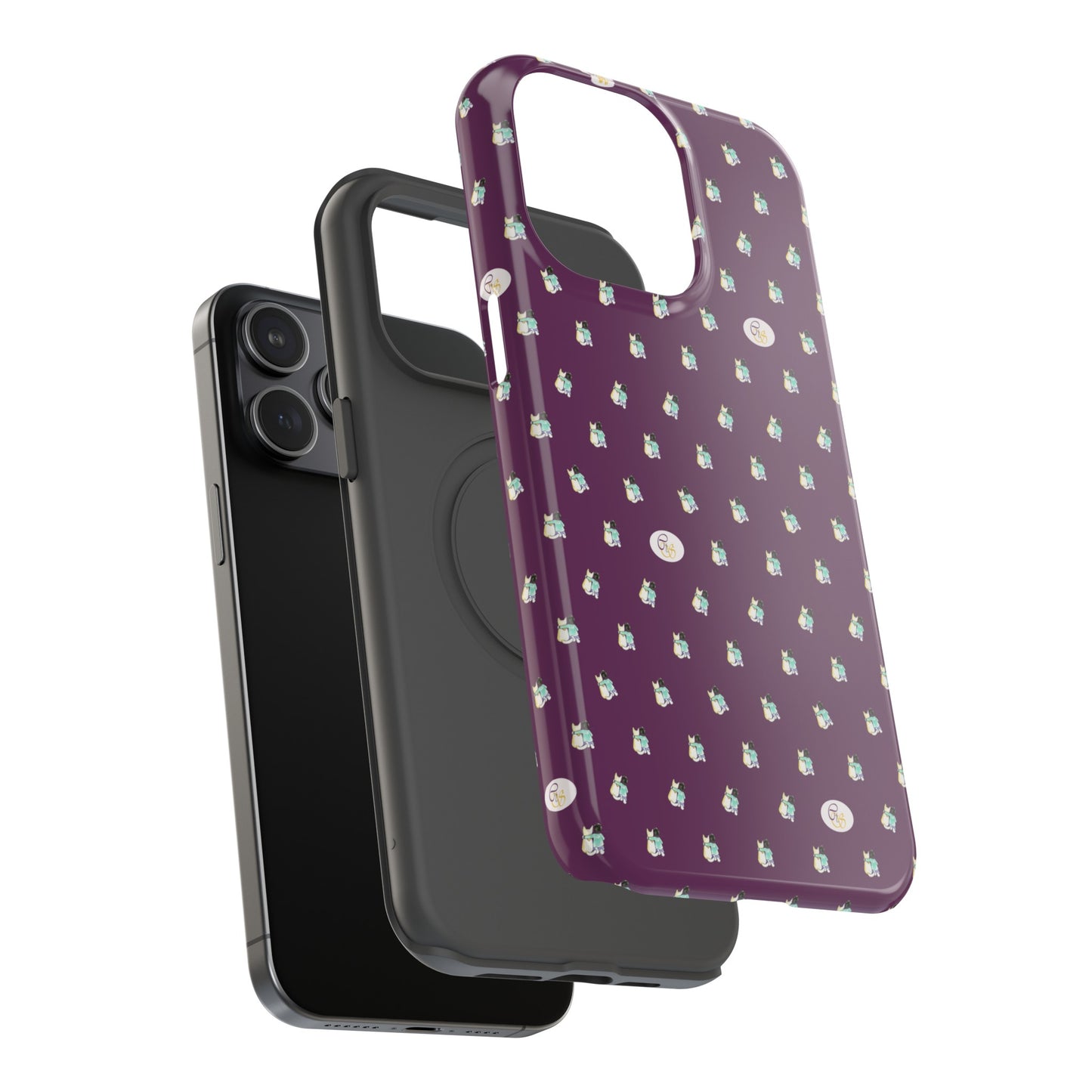 CTS Purple - repeat pattern boy and dog, Impact-Resistant Phone Cases by artist Marie Frederique