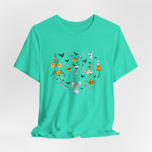 Halloween Character Heart Unisex Tee by artist Marie Frederique