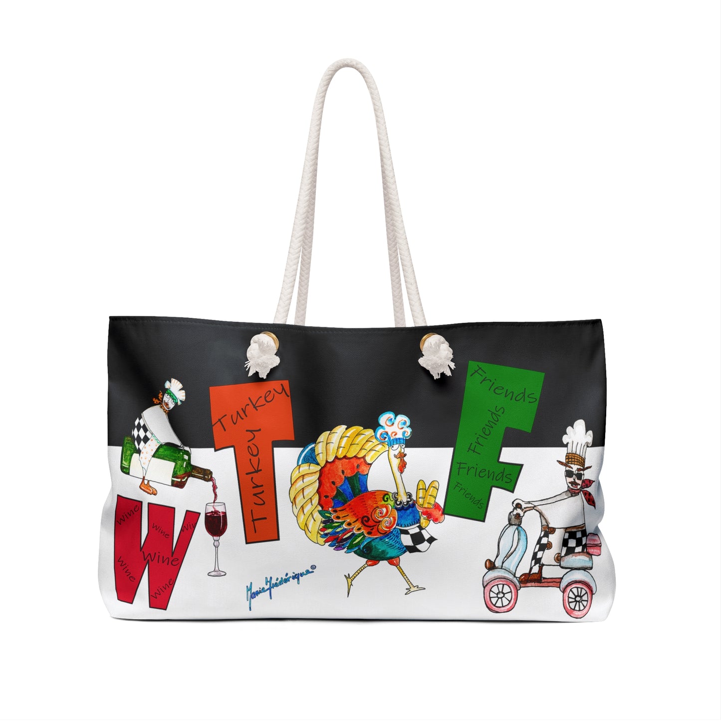 Thanksgiving Weekender Bag - Fun WTF Turkey Design by artist Marie Frederique