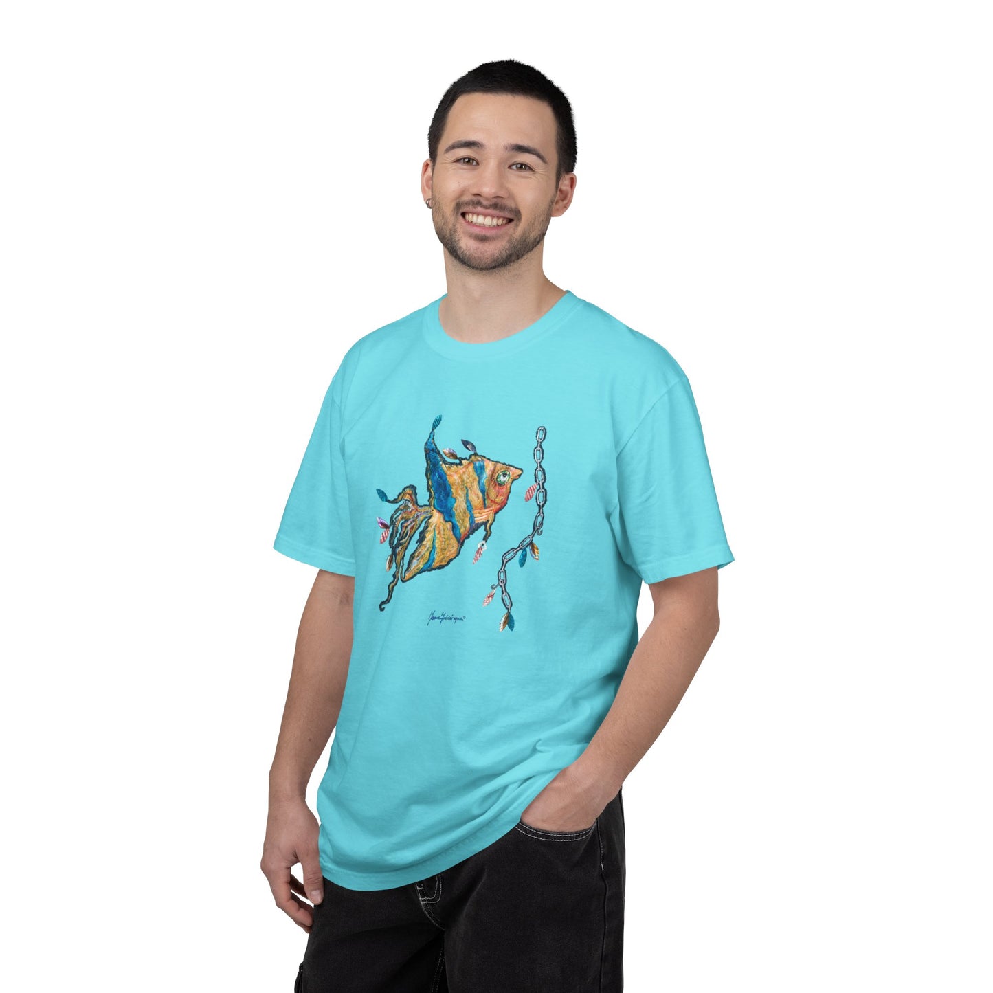 Angelfish Watercolor Tee — Artistic Tropical Fish T-Shirt by artist Marie Frederique