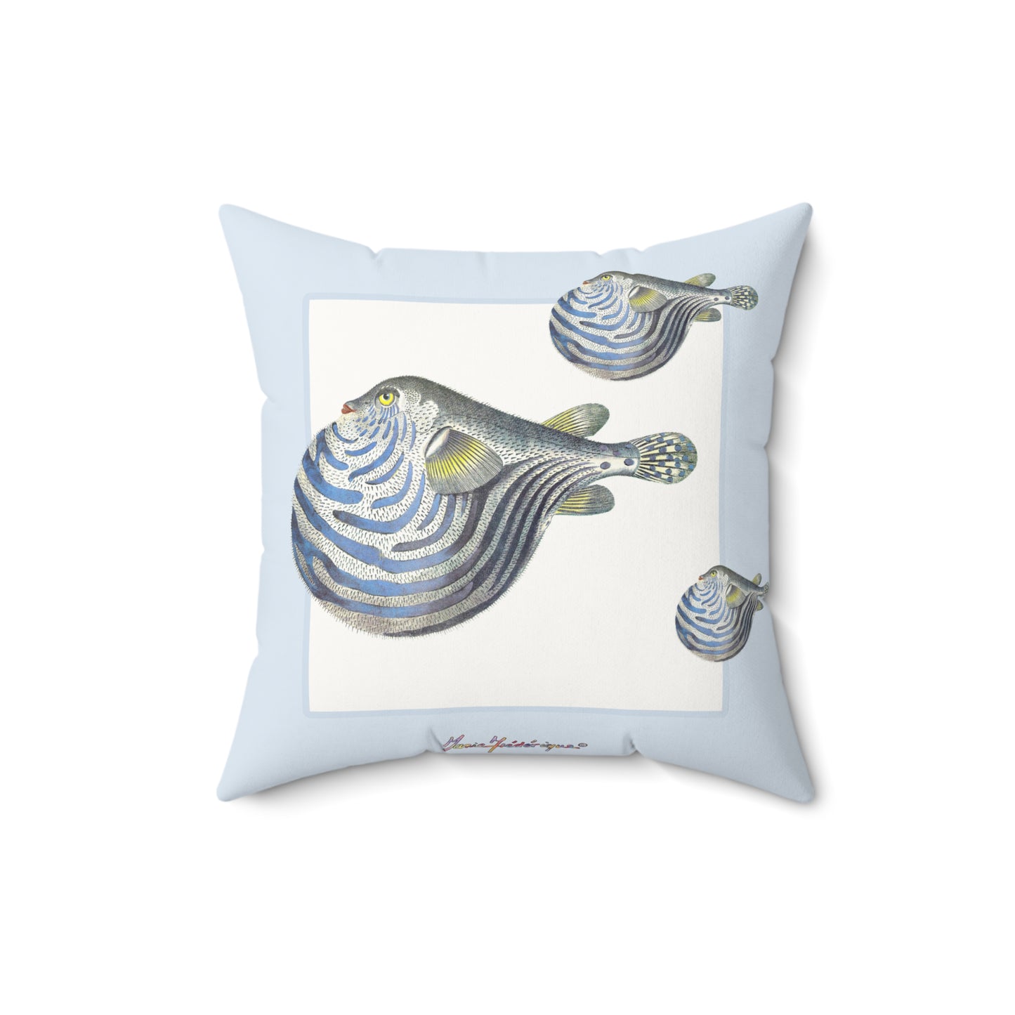 Coastal Fish Art Pillow by artist Marie Frederique