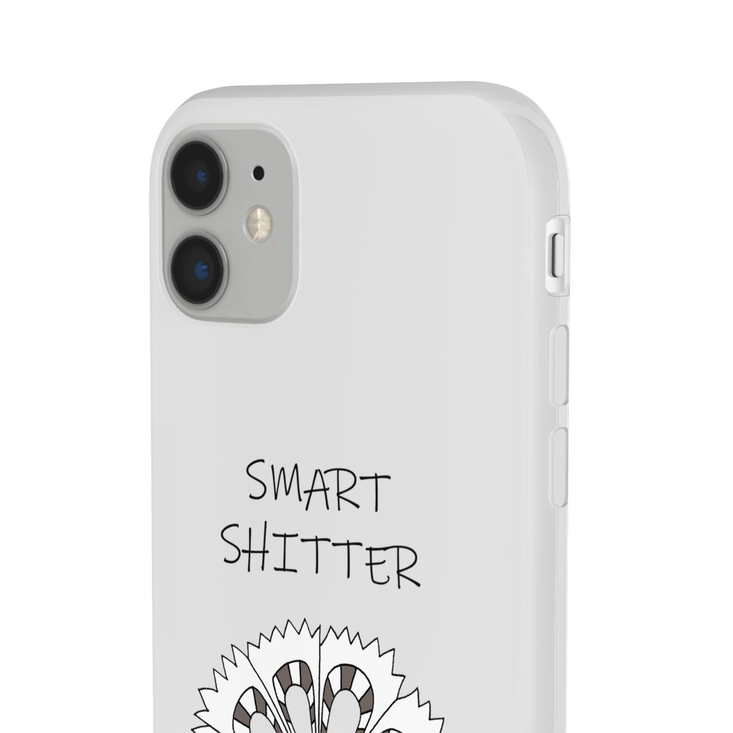 SMART SHITTER, with a Mandala Flower in black and white, Adult Humor phone case - Flexi Cases by artist Marie Frederique