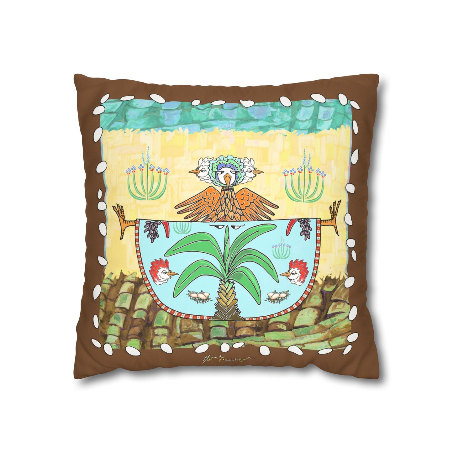 Chic Chick, Boho Faux Suede Pillowcase by artist Marie Frederique