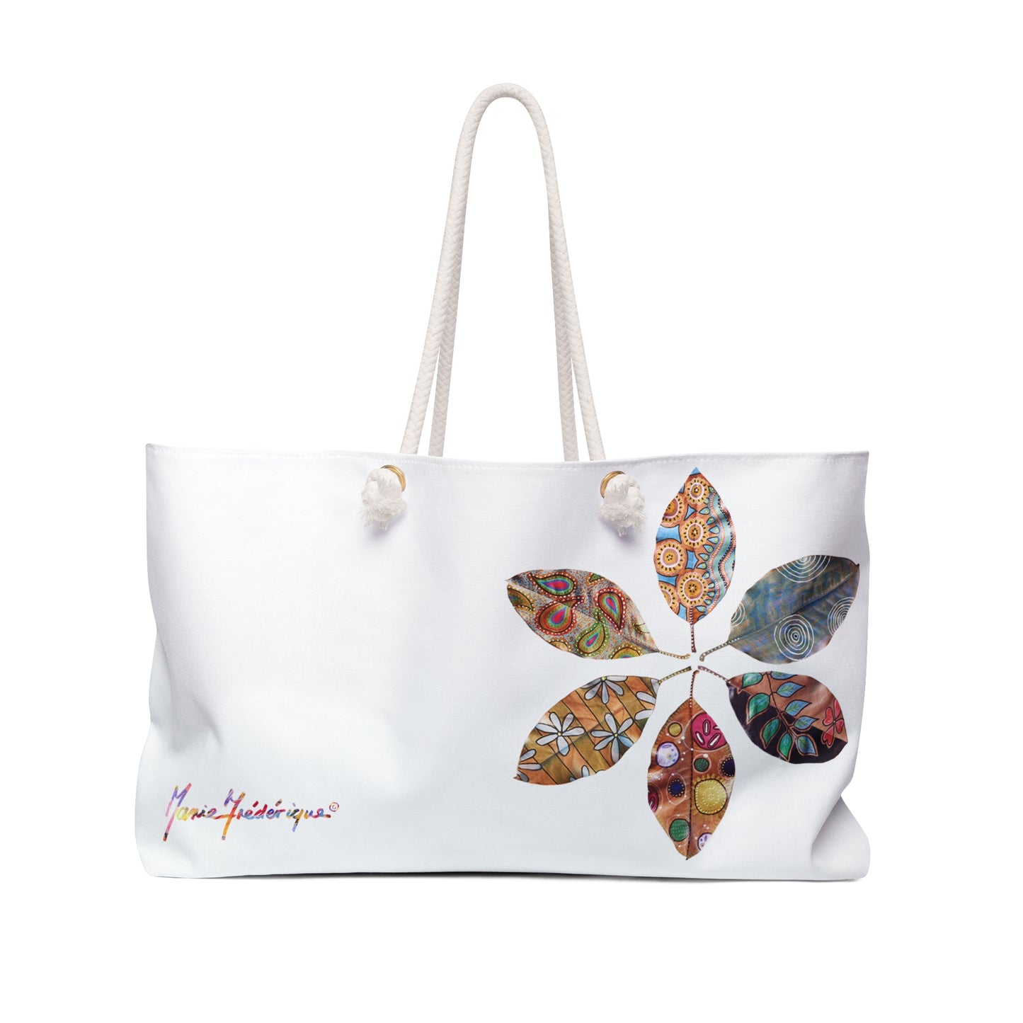 Leaves painted in a wheel, Weekender Bag by Artist Marie Frederique