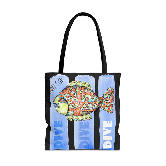 Scuba Dive Fish Tote Bag by artist Marie Frederique