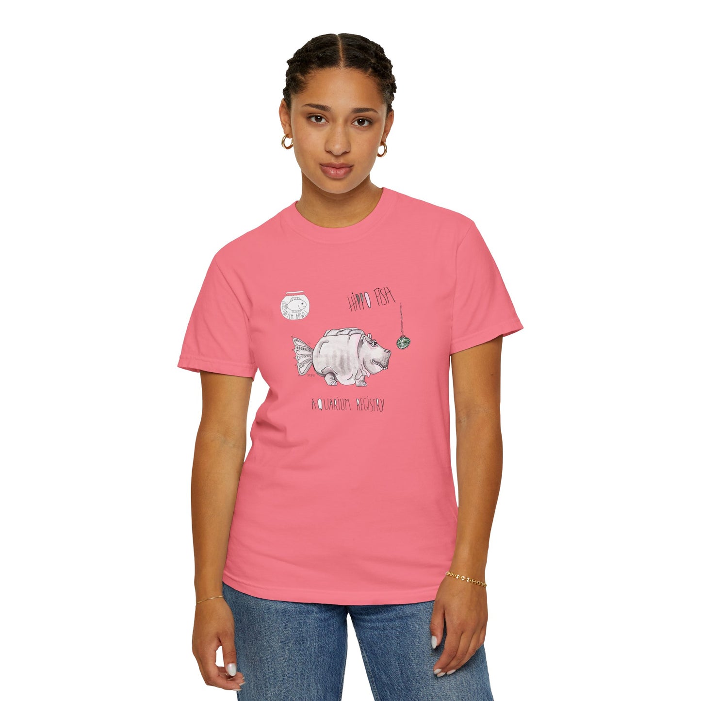 Hippo Fish Unisex T-shirt - The Fishbowl Collection by artist Marie Frederique
