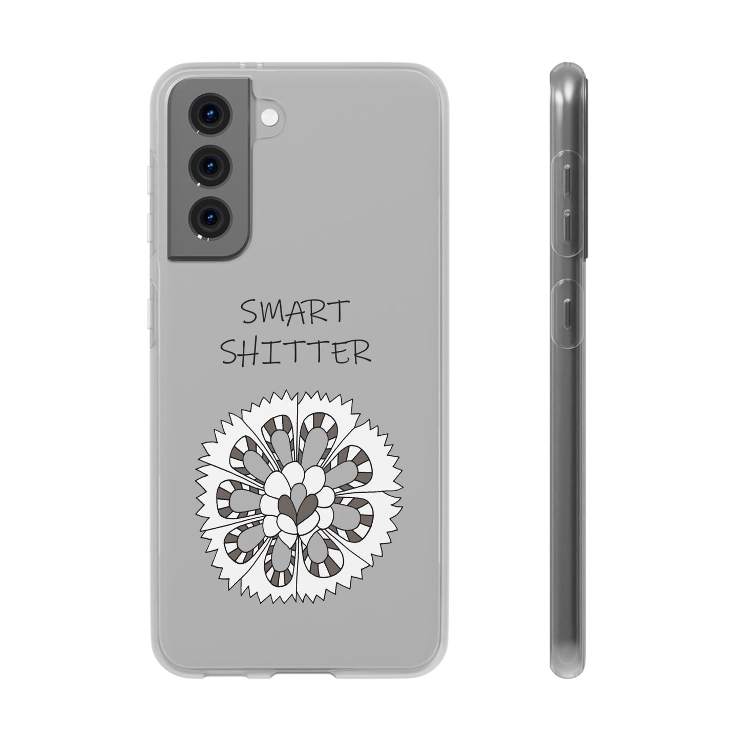 SMART SHITTER, with a Mandala Flower in black and white, Adult Humor phone case - Flexi Cases by artist Marie Frederique