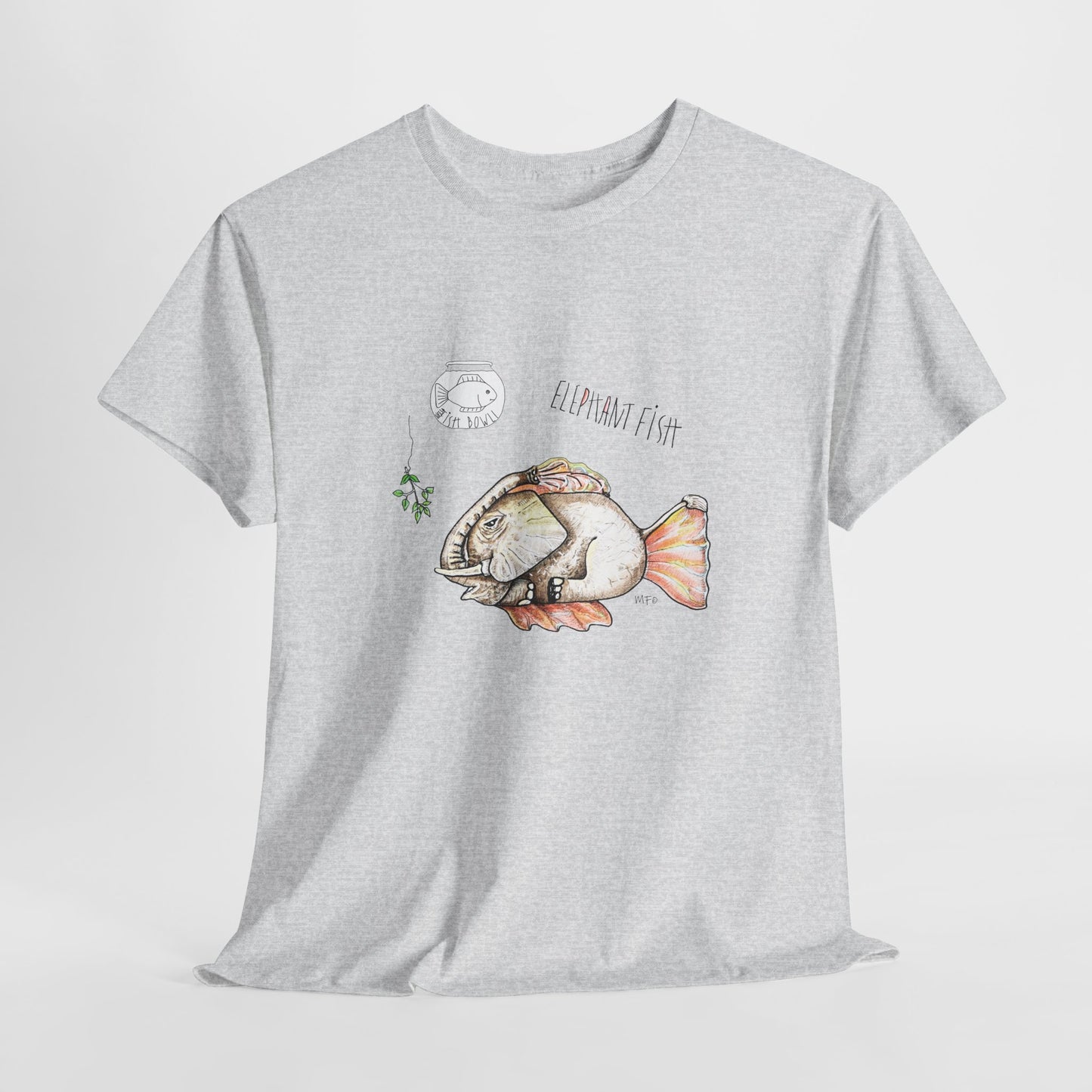 FISHBOWL Elephant Fish, - Unisex Heavy Cotton Tee by artist Marie Frederique