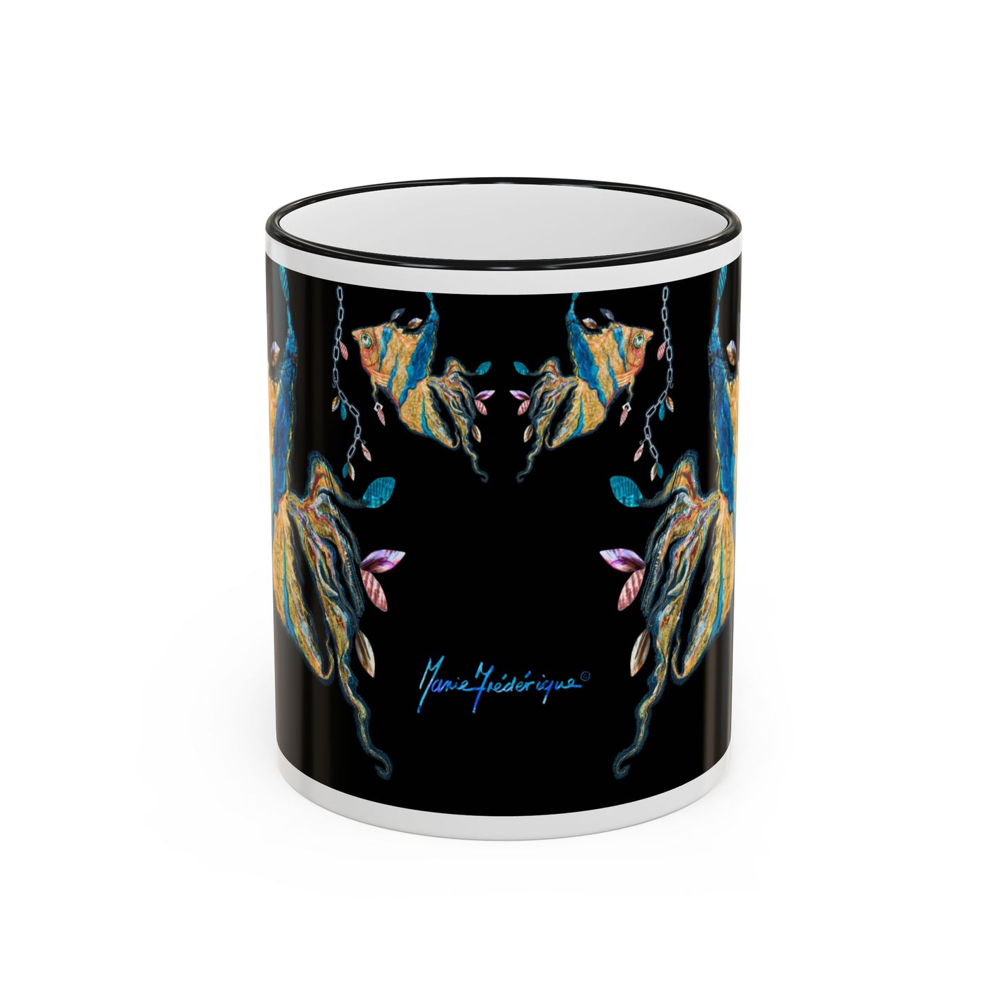 Angel Fish Artistic Sea Creature - Accent Rim Mug 11oz & 15oz by artist Marie Frederique