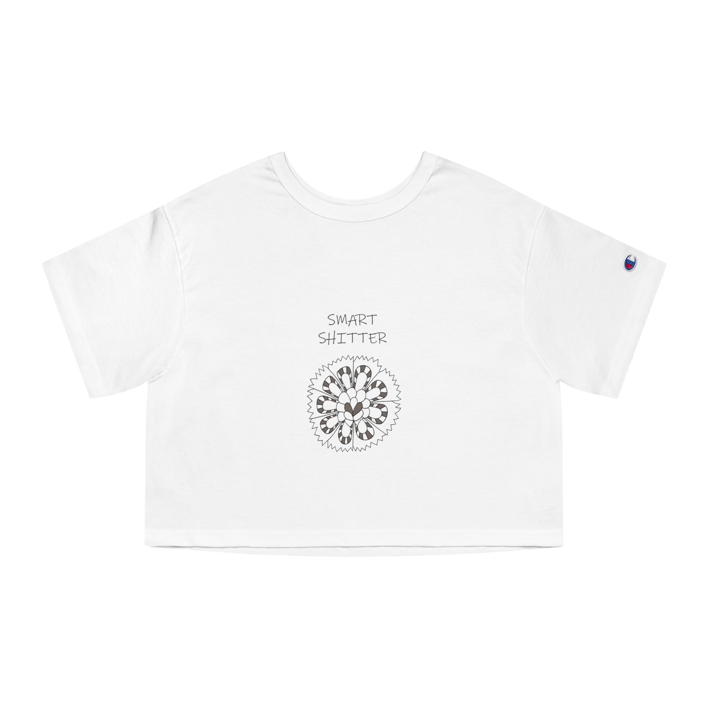 SMART SHITTER, with a Mandala Flower in black and white - Champion Women's Heritage Cropped T-Shirt by Artist Marie Frederique