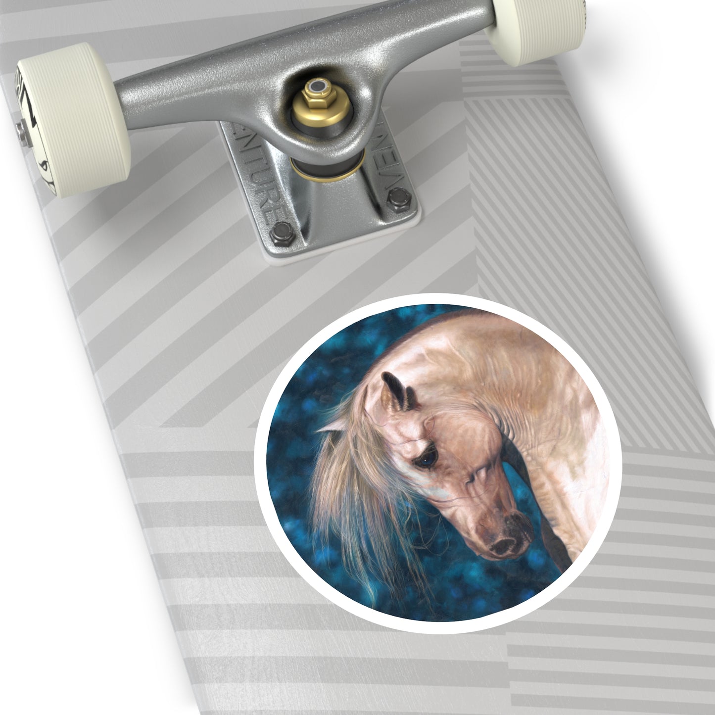 CTS Collection - Blonde and blue Horse round sticker in 5 sizes