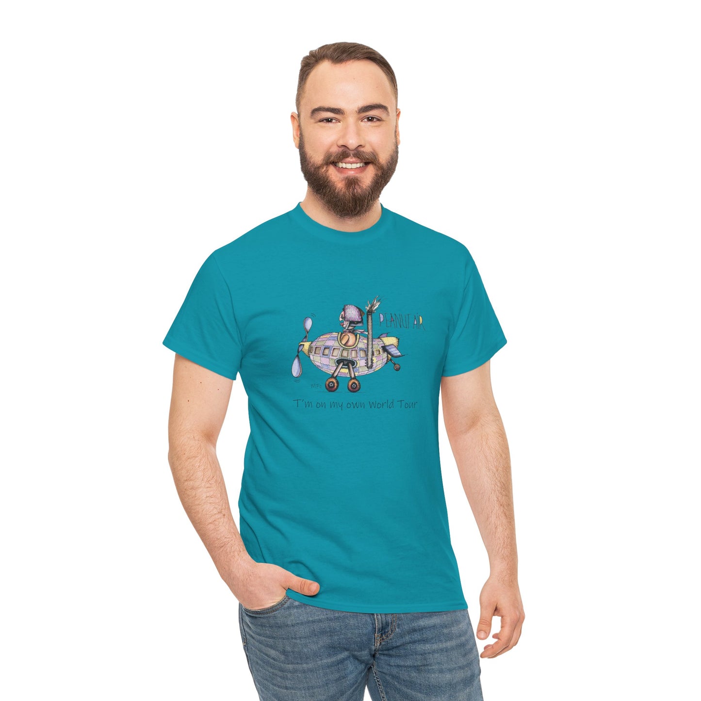 PEANUT AIR, I'm on my own World Tour! - Unisex Heavy Cotton Tee by Marie Frederique art in 5 colors (S - 5XL)