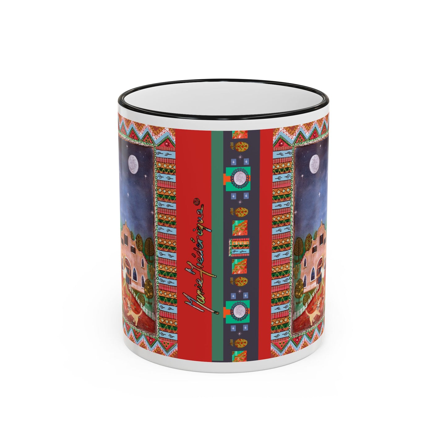 Colorful Southwestern Desert Illustration — 11oz/15oz Ceramic Coffee Cup by artist Marie Frederique