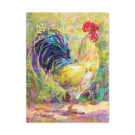 Vibrant Rooster, SYLVESTER Canvas Wall Art by artist Marie Frederique