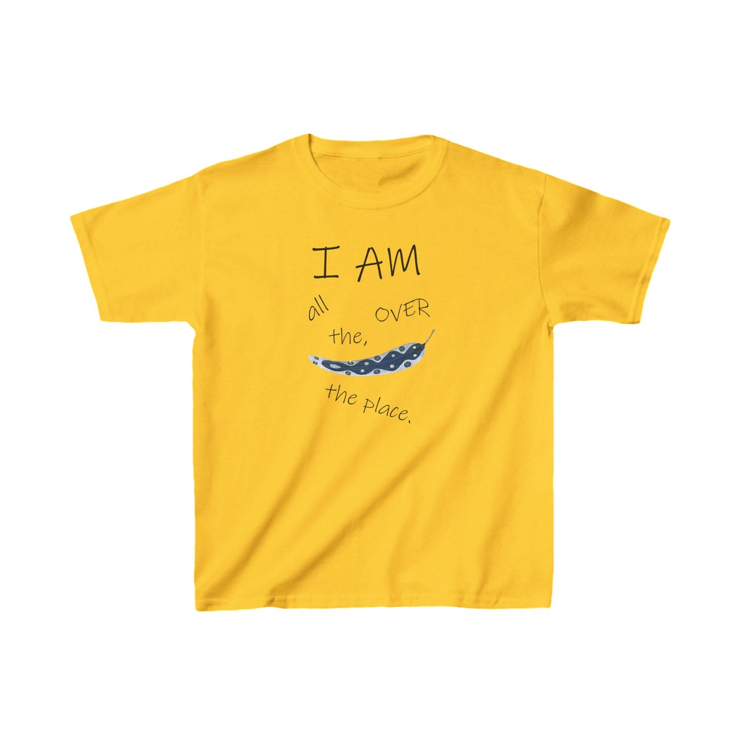 Painted Leaf "I AM all over the place" Kids Heavy Cotton™ Tee by artist Marie Frederique