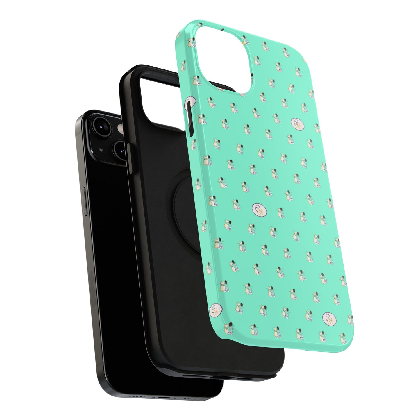 CTS Aqua - repeat pattern boy and dog, Impact-Resistant Phone Cases by artist Marie Frederique