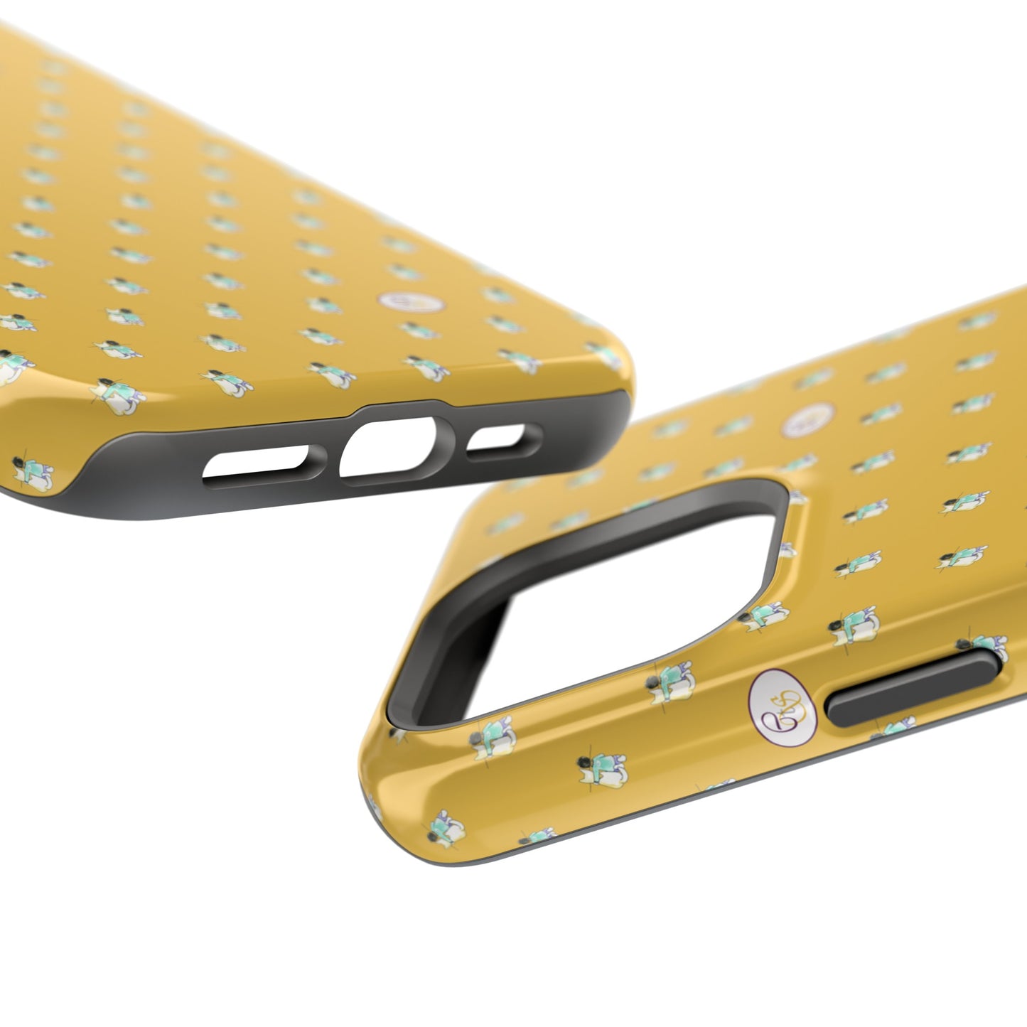 CTS Gold - repeat pattern boy and dog, Impact-Resistant Phone Cases by artist Marie Frederique