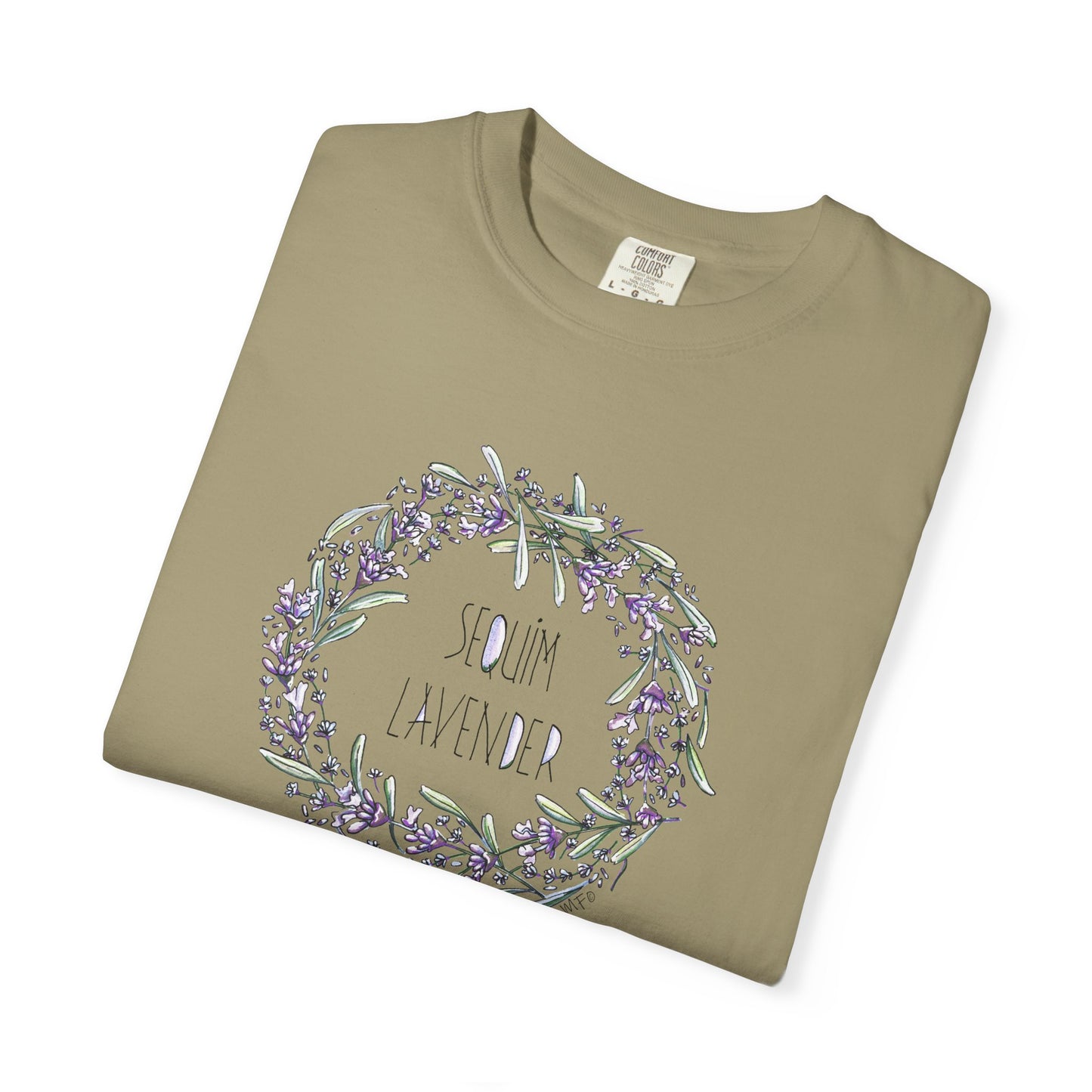 Lavender Wreath, Sequim WA - Unisex Garment-Dyed T-shirt by artist Marie Frederique