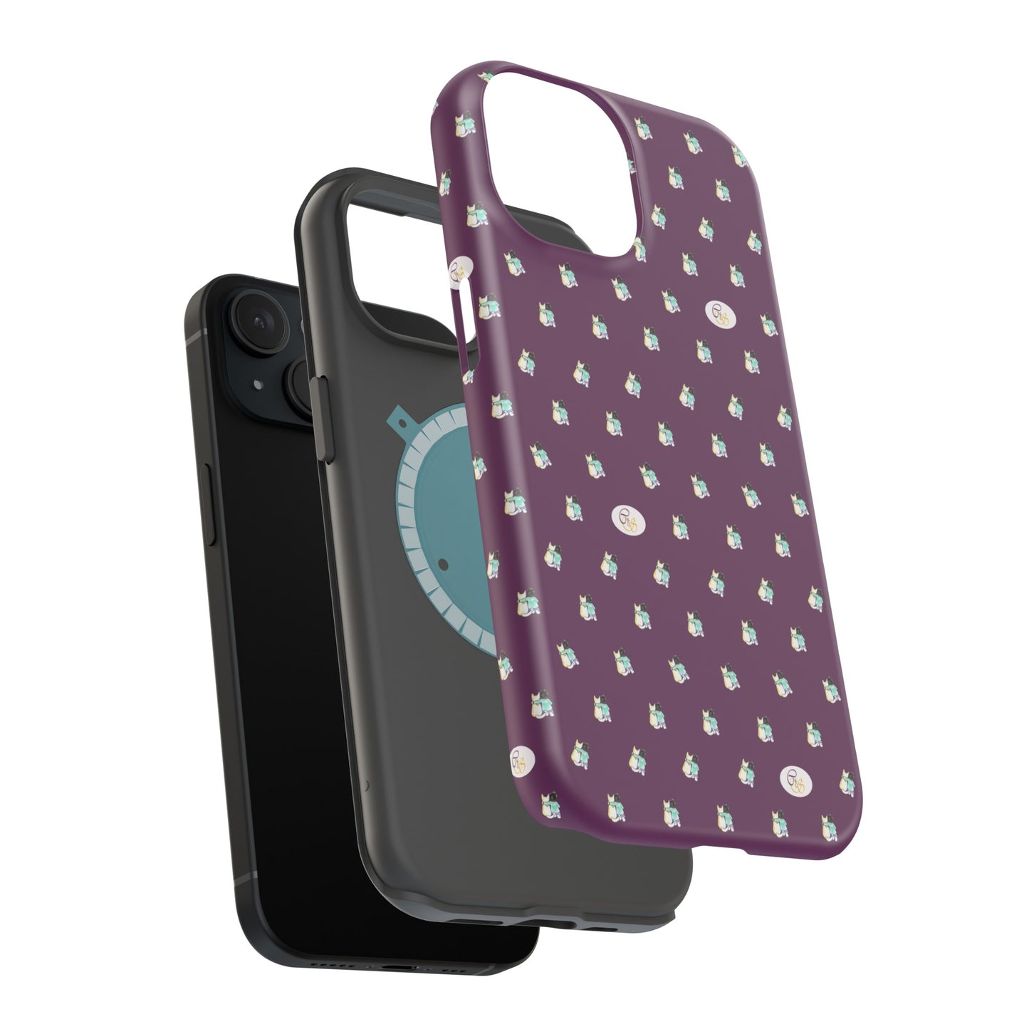 CTS Purple - repeat pattern boy and dog, Impact-Resistant Phone Cases by artist Marie Frederique