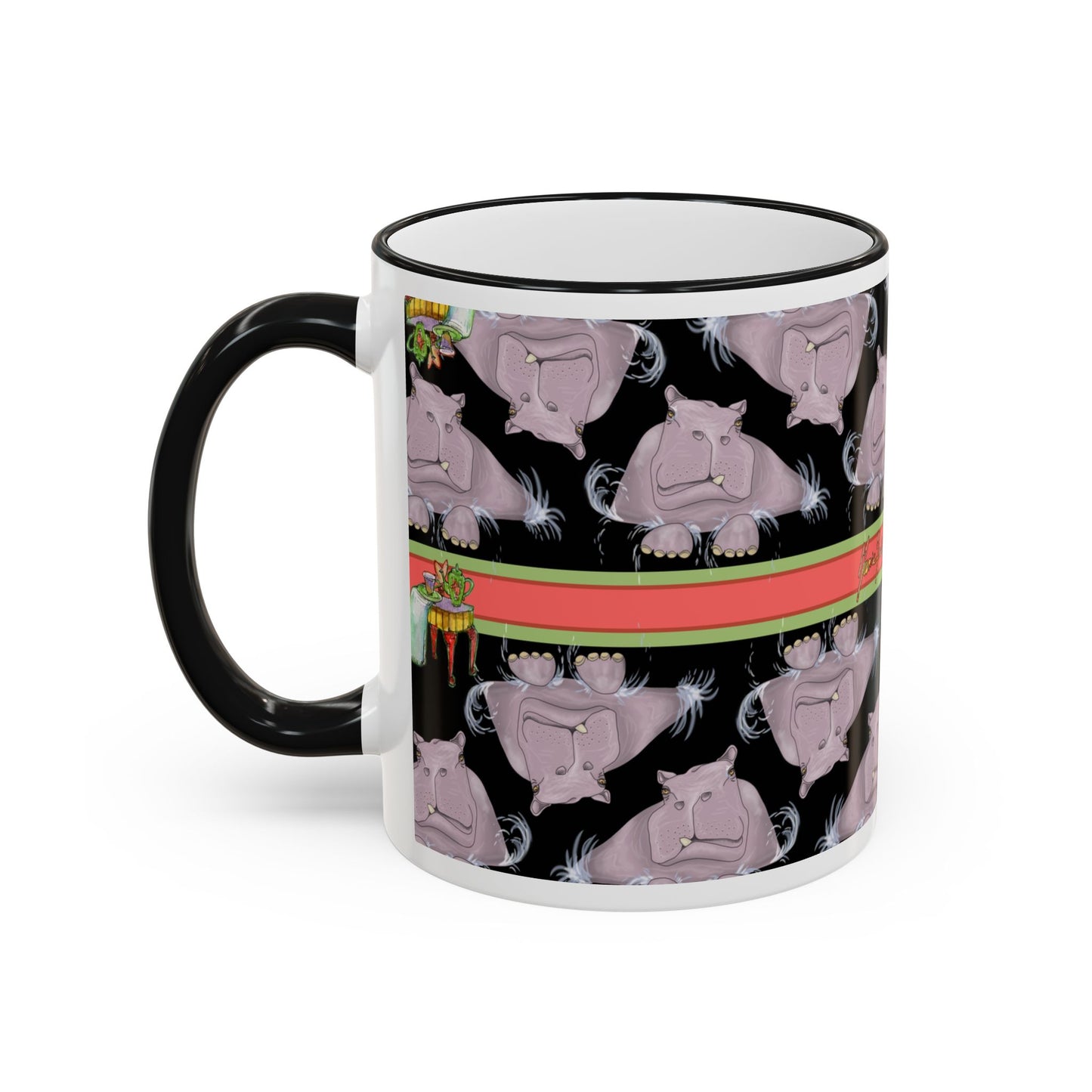 Hippo Repeat Design Gift Mug (11oz/15oz) by artist Marie Frederique