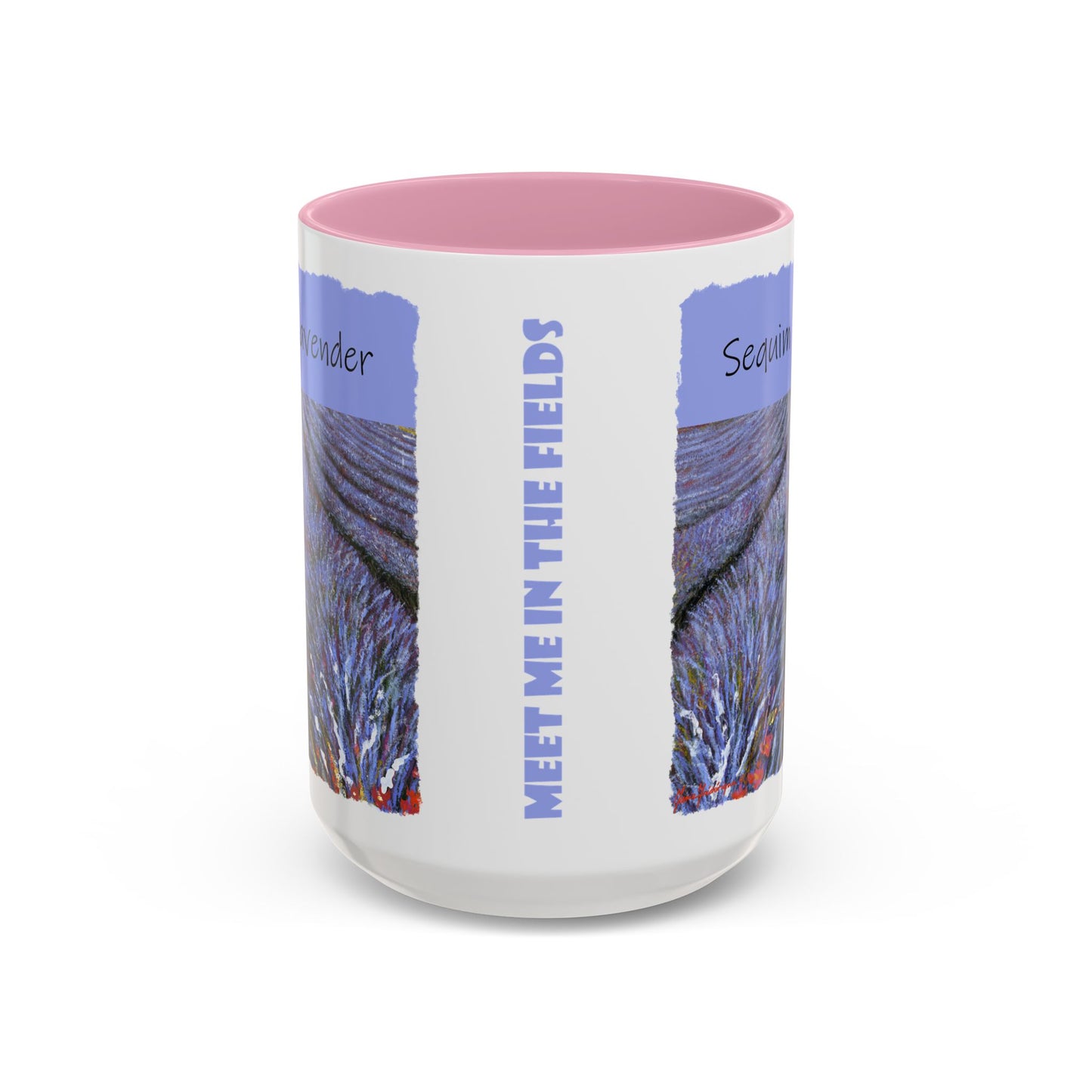 Lavender field Mug, Meet Me in the Fields Coffee Cup, by artist Marie Frederique