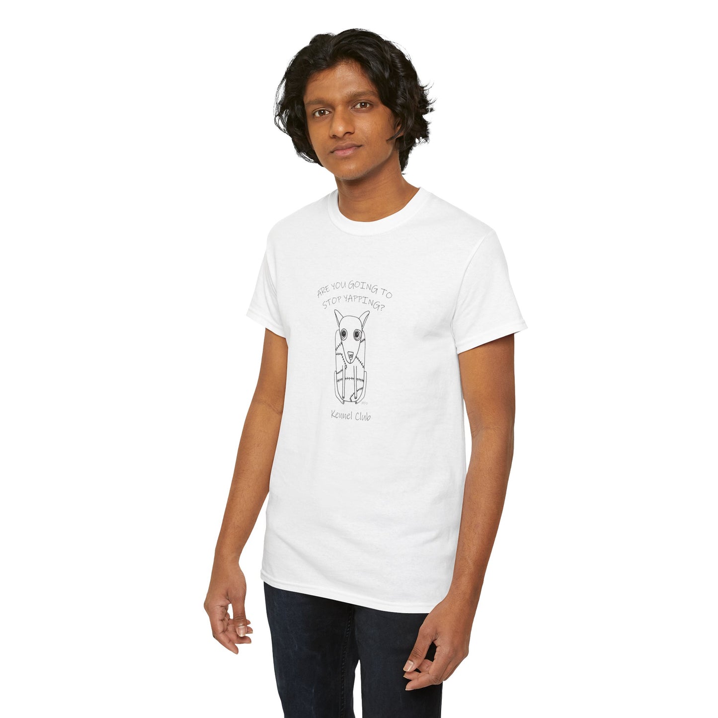 Kennel Club, "Are you going to stop Yapping?" - Unisex Heavy Cotton Tee by artist Marie Frederique