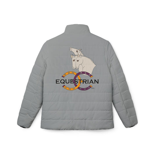 Equestrian Women’s Grey Puffer Jacket by artist Marie Frederique