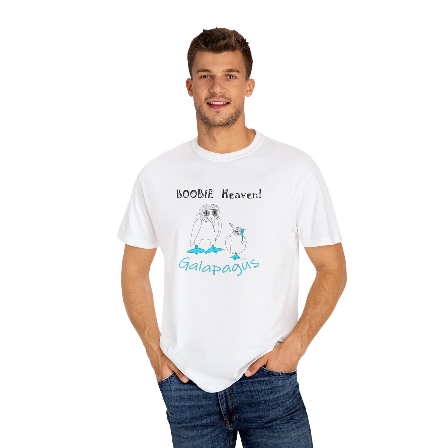 Galapagus Boobie Heaven Unisex T-Shirt - Fun and Quirky Bird Design by artist Marie Frederique