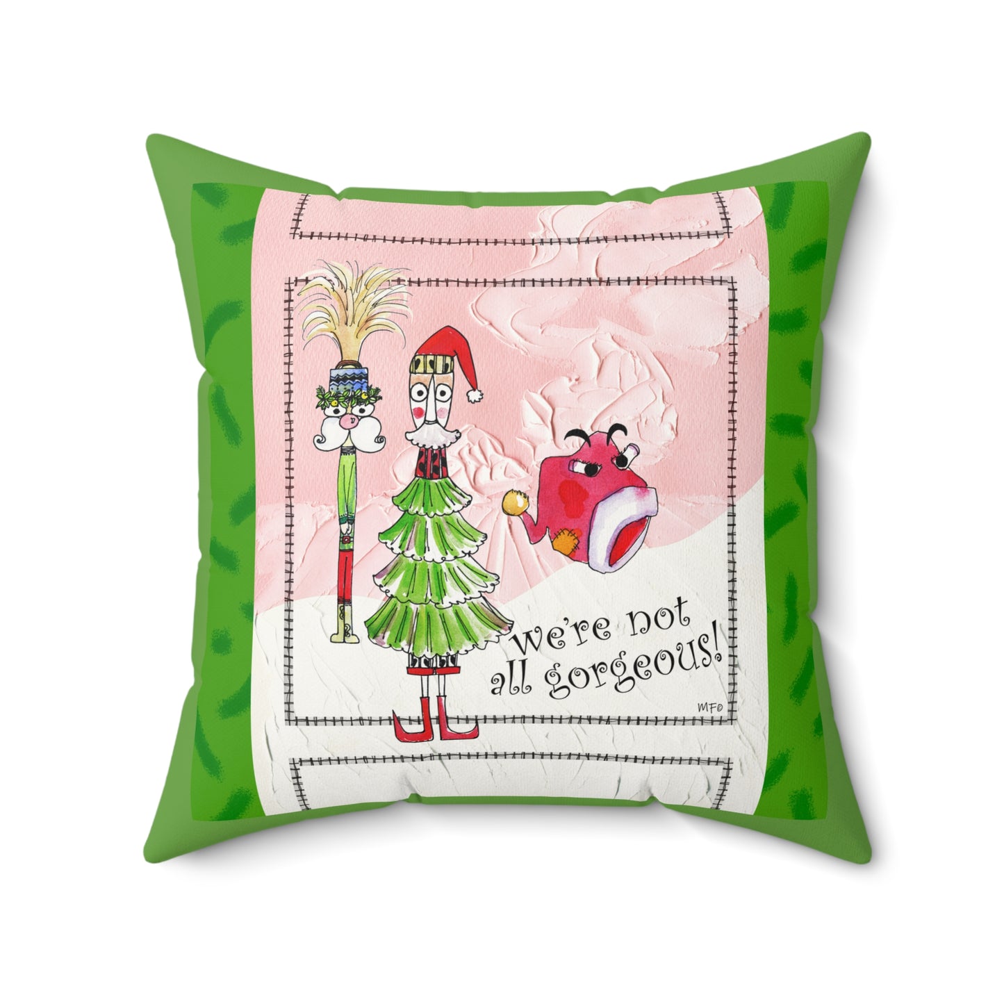 Festive Faux Suede Pillow Cover, Holiday Decor, Christmas Throw Pillow, Humorous Cushion, Quirky Home Decor