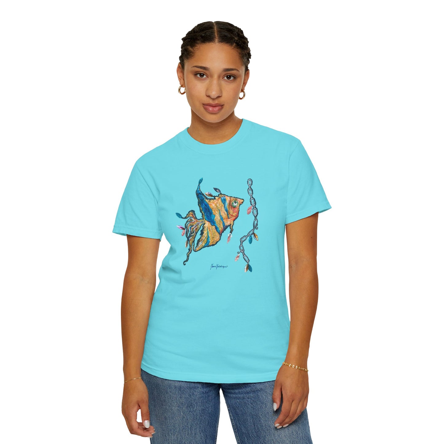 Angelfish Watercolor Tee — Artistic Tropical Fish T-Shirt by artist Marie Frederique