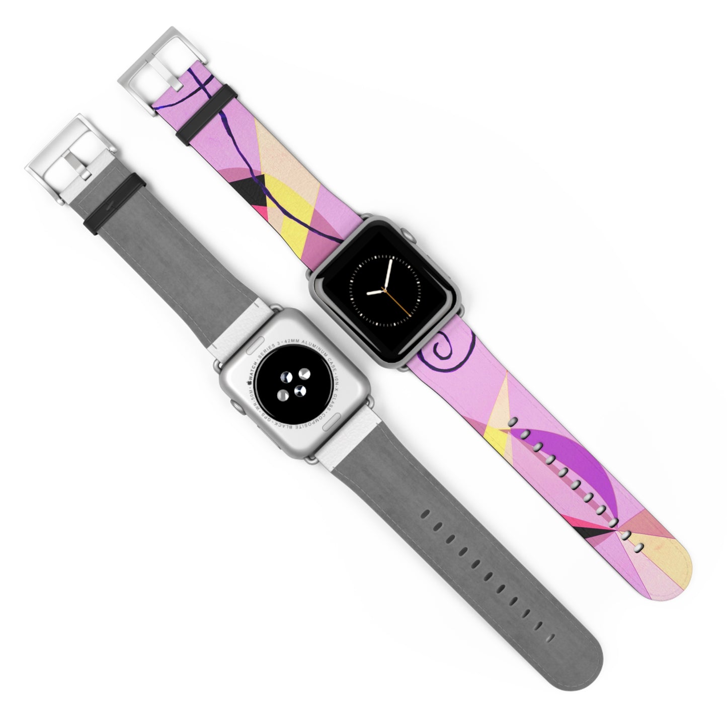 Abstract Series, Fun Lilac and Yellow tone faux leather Watch Band by artist Marie Frederique