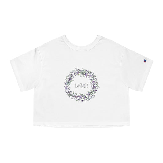 Lavender Wreath, Champion Women's Heritage Cropped T-Shirt by artist Marie Frederique