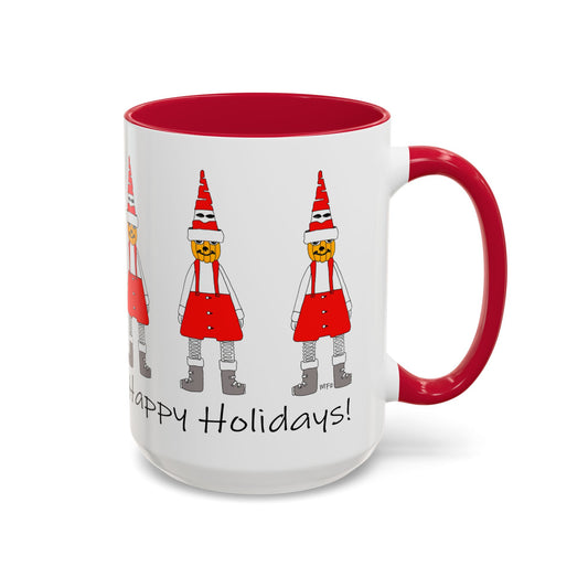 Christmas Mugs - Whimsical Pumpkin Santa Line Up by artist Marie Frederique