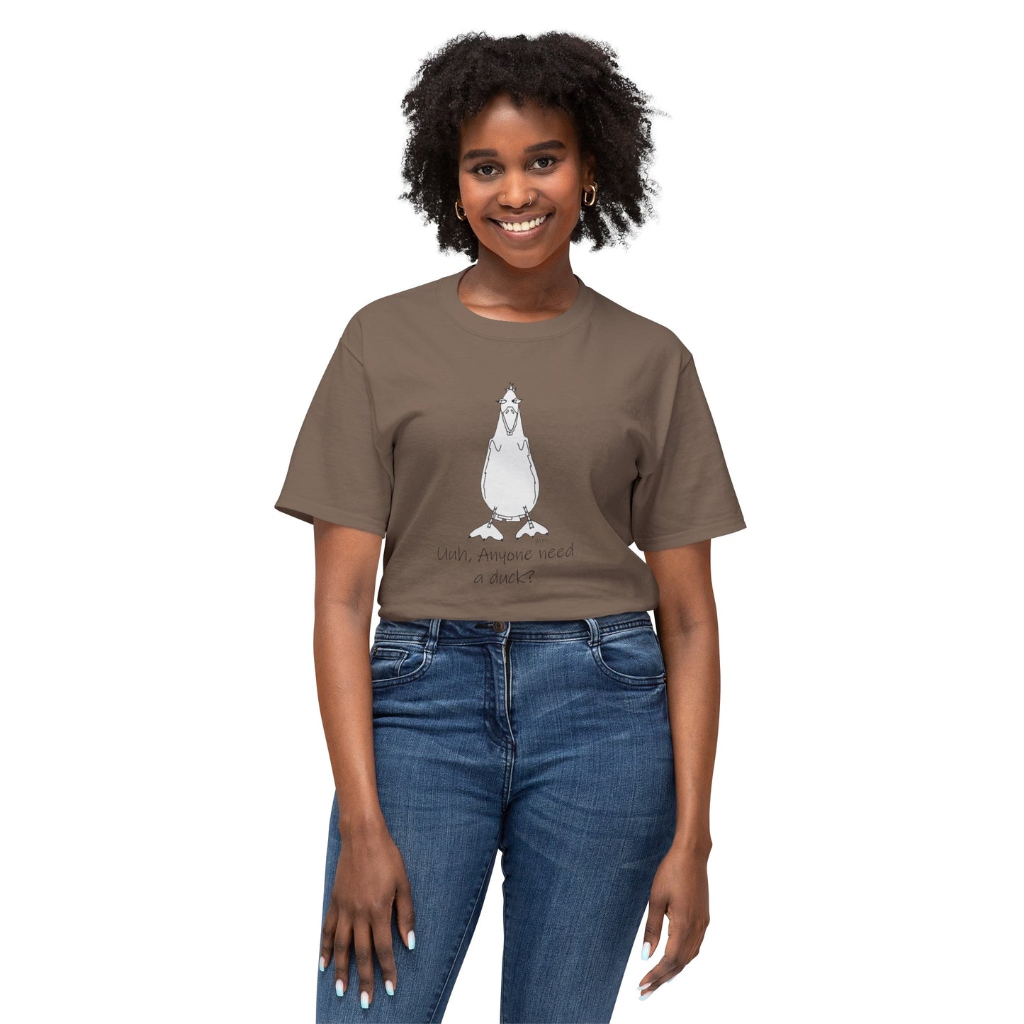 Duck Lovers "Uuh, Anyone need a duck?" - Unisex HD Cotton™ T-shirt by artist Marie Frederique