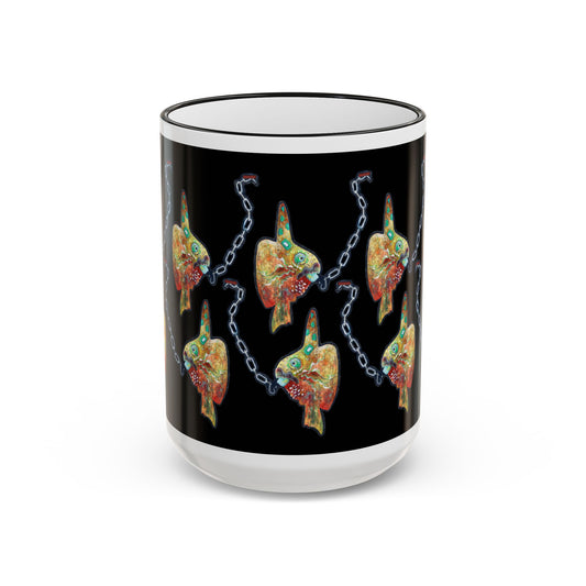 Colorful Steampunk Sunfish Mug — Accent Rim & Handle Coffee Cup by artist Marie Frederique