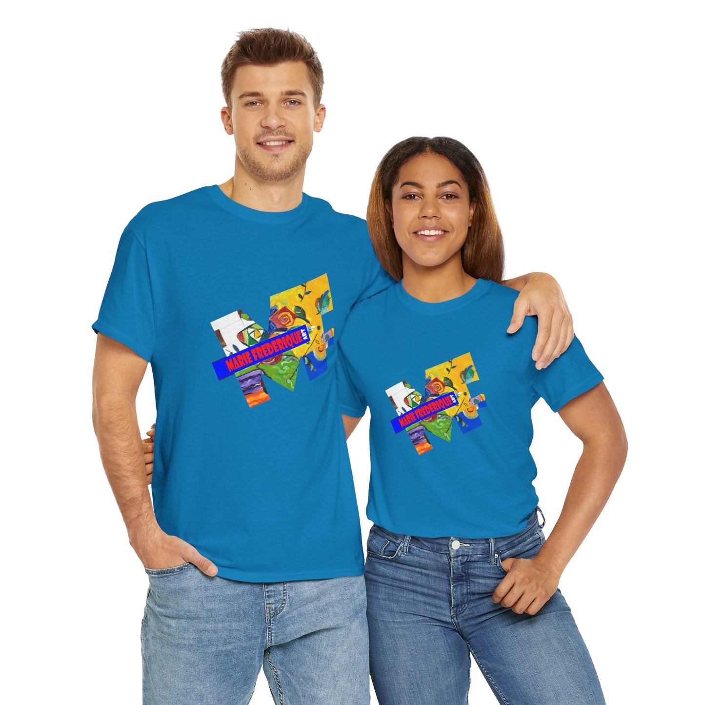 Multicolored Art collage Unisex Heavy Cotton Tee - Perfect for Art Enthusiasts by artist Marie Frederique