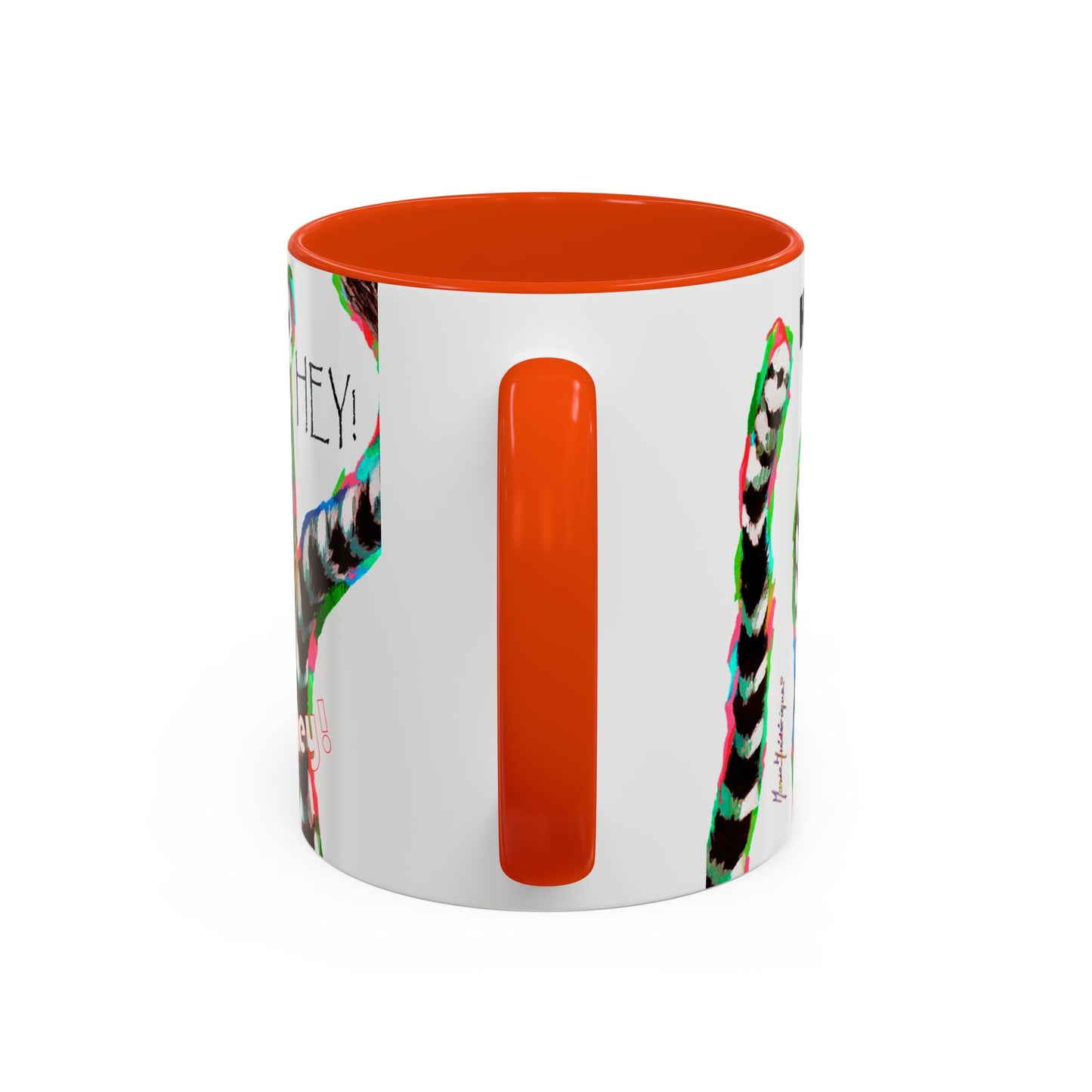 Lemurs from Madagascar scrambling to say "Hey!" - Colorful Mug by Artist Marie Frederique