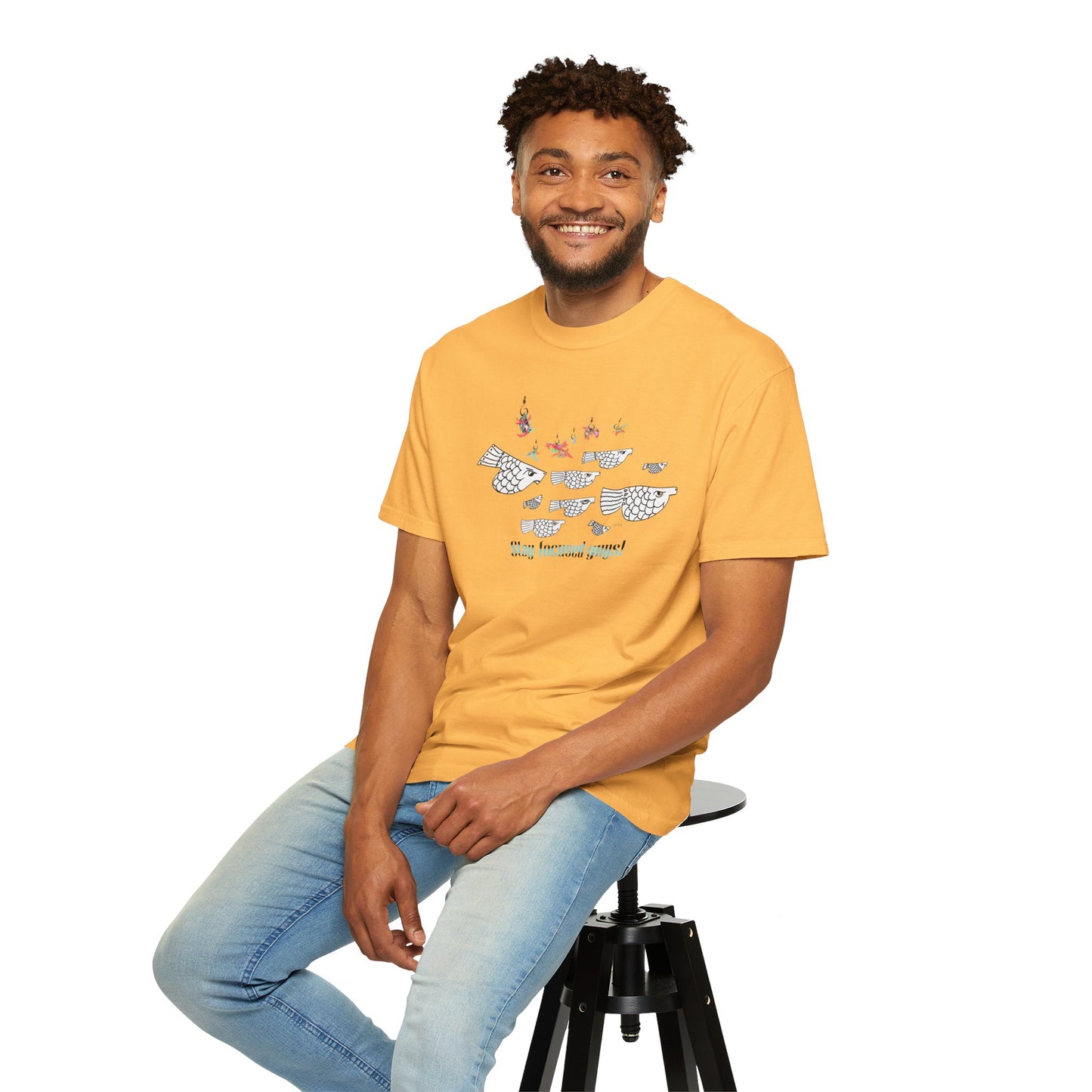 Stay Focused, Fishing Inspirational Graphic Tee by artist Marie Frederique
