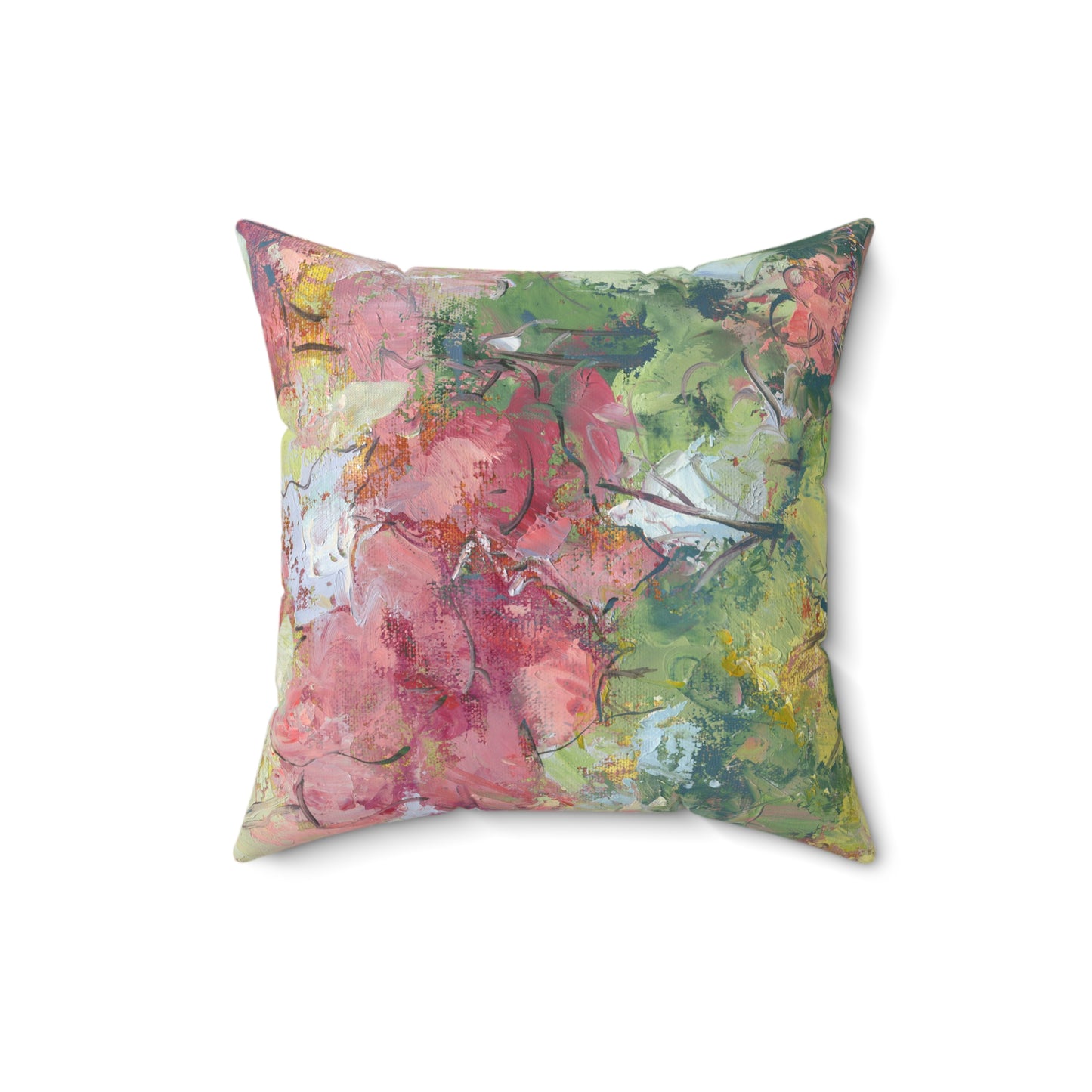 Floral Abstract, Faux Suede Pillow by artist Marie Frederique