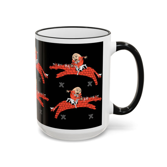 Humpty Rider Ceramic Accent Rim Mug (11oz & 15oz) — Gothic horse-riding Coffee Cup by artist Marie Frederique