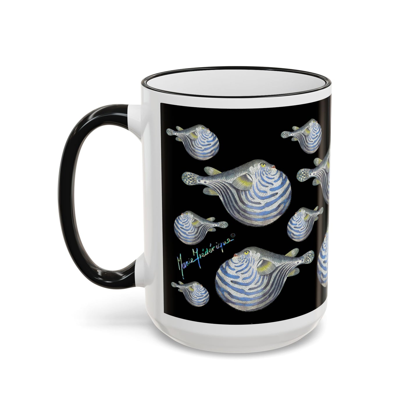 Blowfish Accent Mug — Coffee Cup (11oz/15oz) by artist Marie Frederique