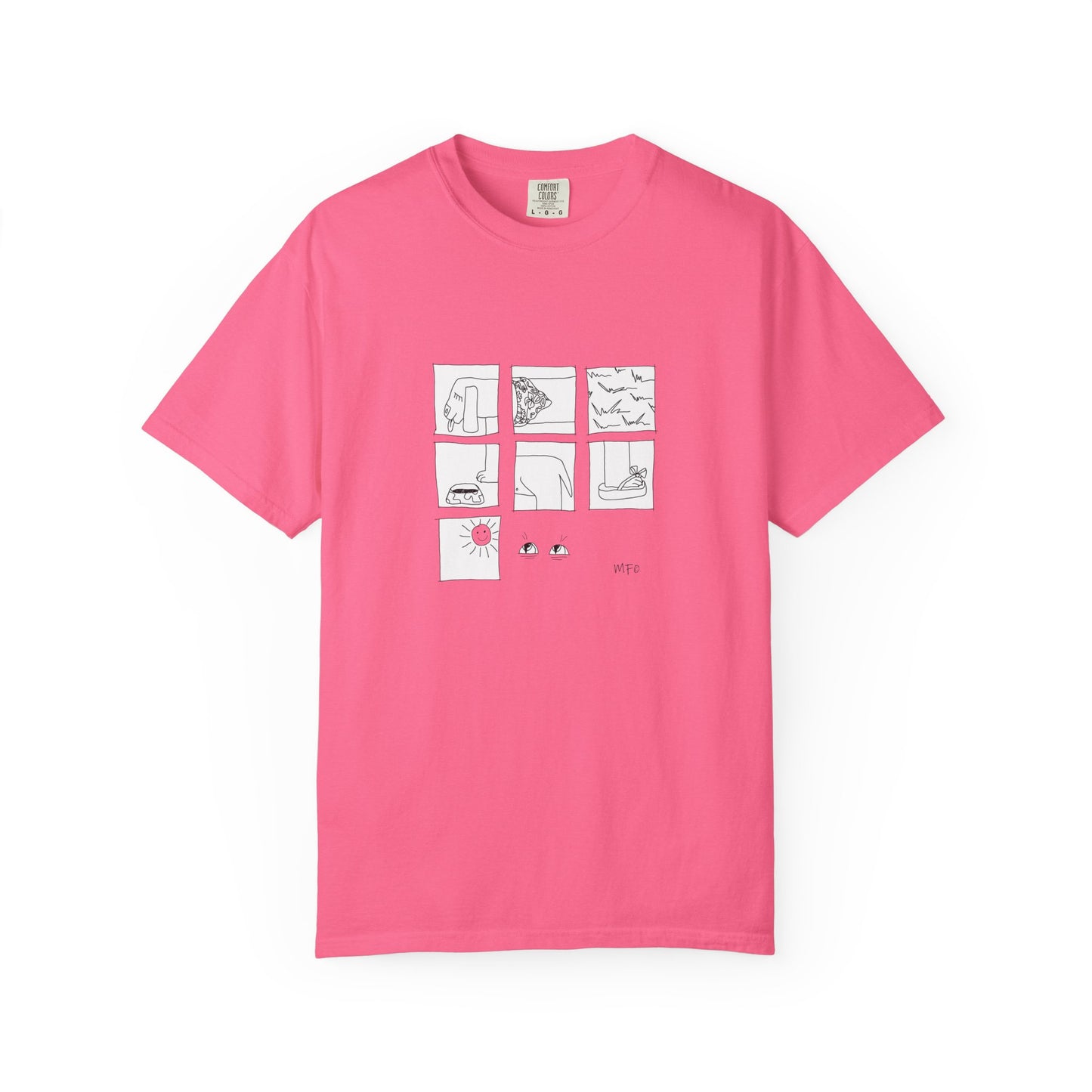 Comic Dog Panel T-Shirt — Line Art Summer puzzle by artist Marie Frederique