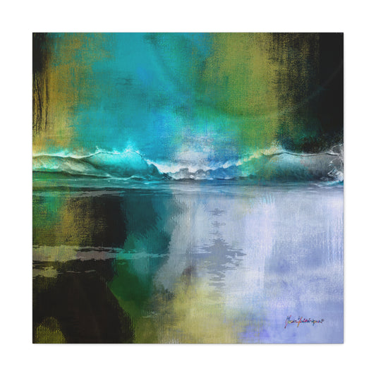 Full Moon Beach, Stretched Canvas Print by artist Marie Frederique