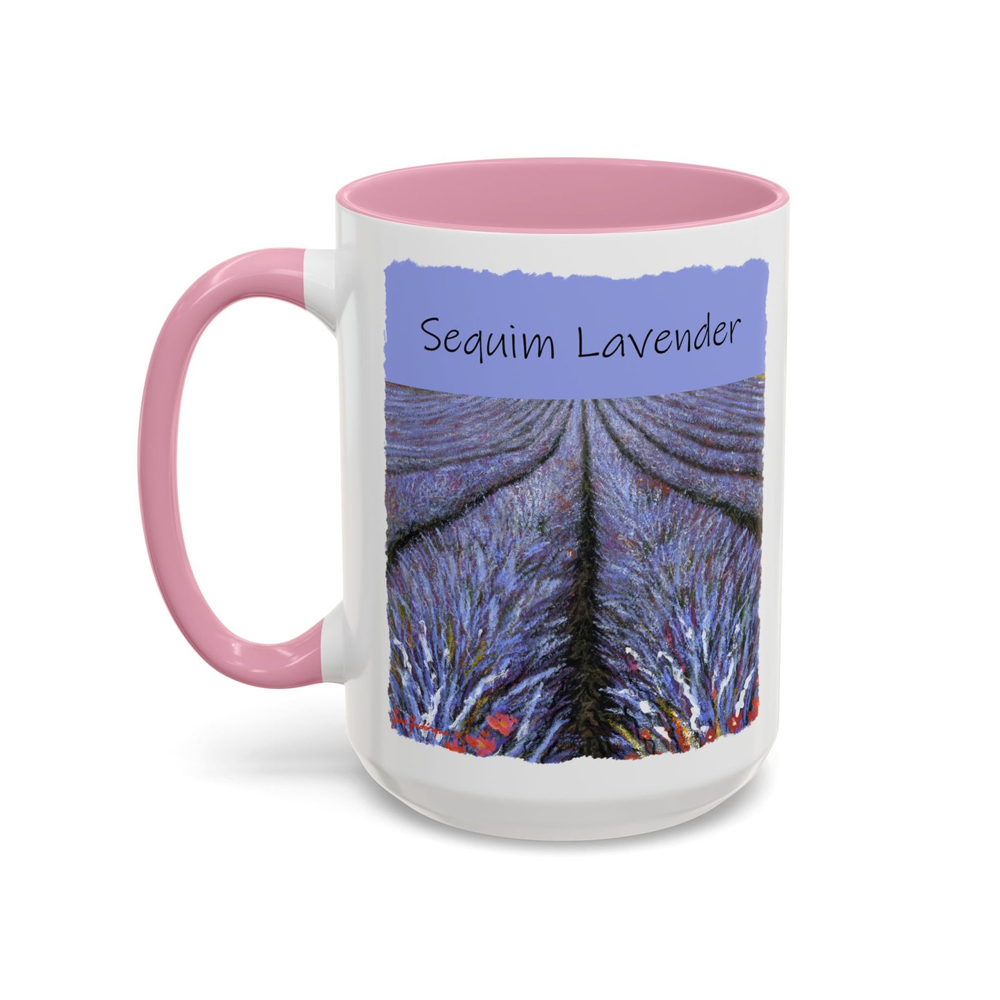 Lavender field Mug, Meet Me in the Fields Coffee Cup, by artist Marie Frederique