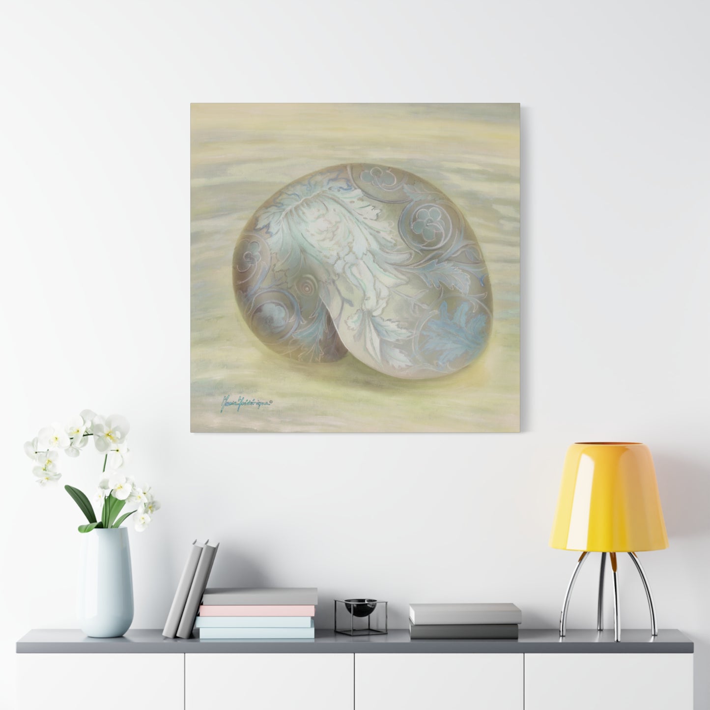 Serene Shell 1 printed Art Canvas by artist Marie Frederique