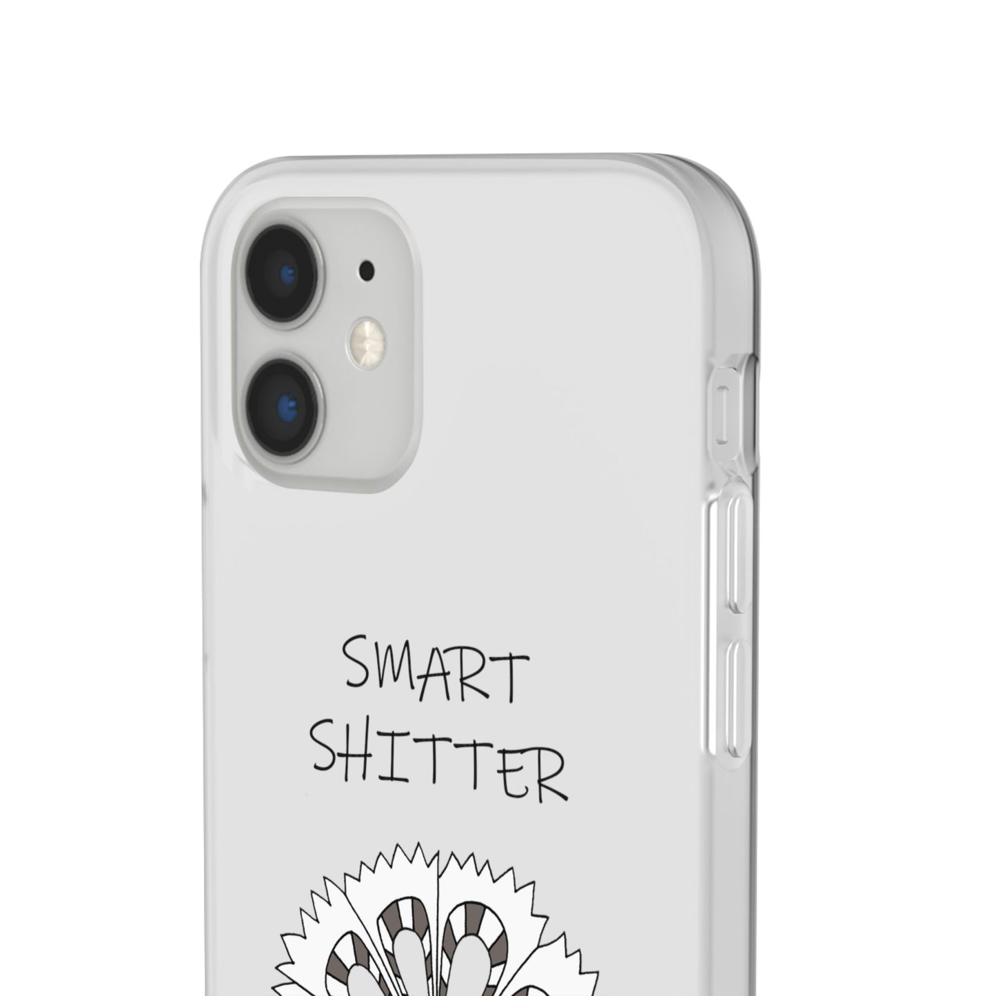 SMART SHITTER, with a Mandala Flower in black and white, Adult Humor phone case - Flexi Cases by artist Marie Frederique